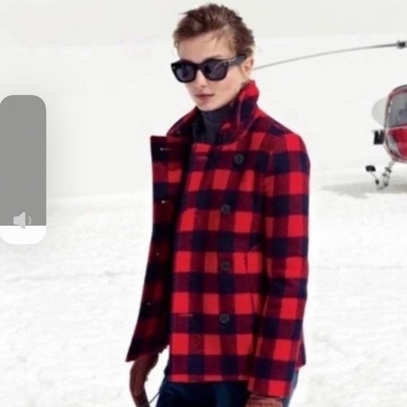 Jcrew buffalo check Peacoa - Picture 2 of 2